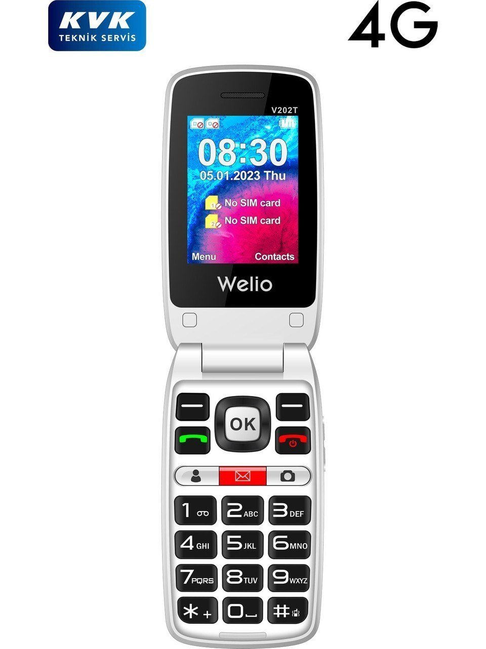 WKEY T310 4G Kırmızı Tuşlu Kapaklı Cep Telefonu